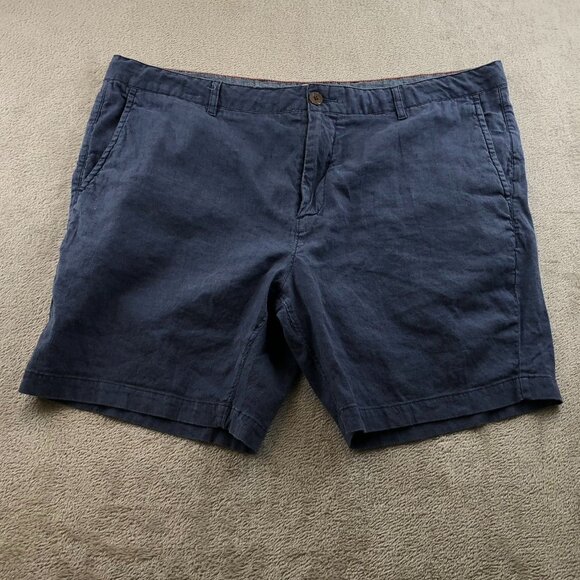 Faherty Mens Shorts Size 40 Chino Casual Linen Blend Relaxed Drawcord Blue - Picture 13 of 14